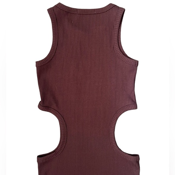 ENA PELLY Billie Racer Side Cutout Ribbed Maxi Dress Chocolate Brown Sz 2 - Picture 7 of 9